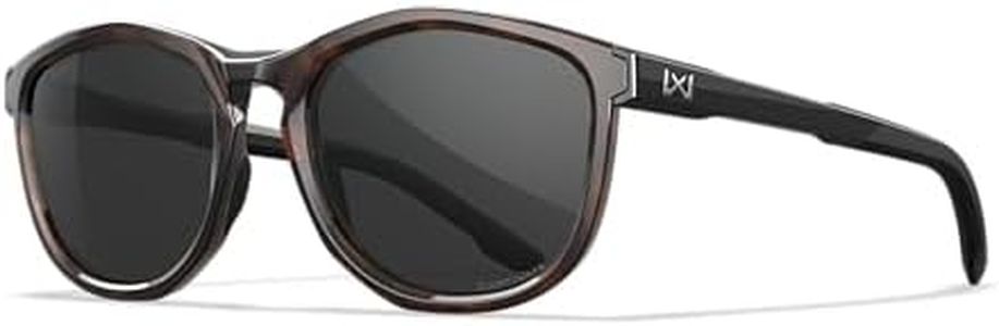 Wiley X WX Bravo Sunglasses Safety Glasses for Men Shatterproof UV Eye Protection for Outdoor, Shooting Captivate Polarized Gray Lenses Gloss Tortoise Frames Gloss Black Temples ANSI Z87
