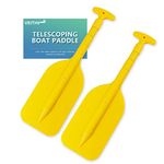 VEITHI Boat Paddle Telescoping Collapsible Oar for Boat Anti Slip Aluminum Plastic Canoe Paddles 2 Pack Small Tubing Floats Oars Row and Safety Boat Accessories for Kids and Adults(Yellow)