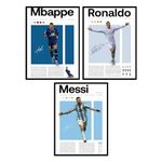 BigWig Prints Soccer Poster - Messi Poster, Cristiano Ronaldo Poster, Mbappe Poster, Soccer Decor For Boys Room, Soccer Room Decor, Soccer Wall Decor, Soccer Wall Art - Unframed Set of 3 (12x16”)