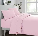 Sleepdown Polycotton Fitted Sheet Soft Pink, Single