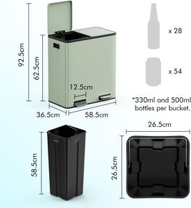 VonHaus 60L Double Recycling Bin – Dual Compartment Waste Separator