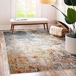 JV Home Luxe Collection Abstract | Chic | Modern Area Rug for Living Room 5'3" x 7'3" (5 x 7) Multicolored/Cream/Blue