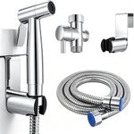 Handheld Toilet Bidet Sprayer Kit, Stainless Steel Bathroom Bidet Sprayer Set, Handheld Douche Shower Spray with 1.5m Hose, Portable Bidet Sprayer Kit, Baby Cloth Diaper Washer for Personal Hygiene