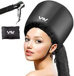 Bonnet Hood Hair Dryer Attachment Set - Soft Adjustable Hooded Bonnet for Hand Held Hair Dryer - Mask Cap for Drying Styling Curling Deep Conditioning, Hair Rollers Included