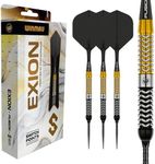 WINMAU Darts - Exion 23g Steel Tip Dart Set | Professional 90% Tungsten Darts Set | Switch Point Tech | Onyx & Gold Parallel Barrels | 2x Interchangeable Points (Wave/Smooth) Rapid-Change System