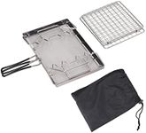 HERCHR Portable Camping Stove Toaster, Foldable Handheld Bread Toaster Stainless Steel Camp Roaster Grill Rack for Stove Top Backpacking