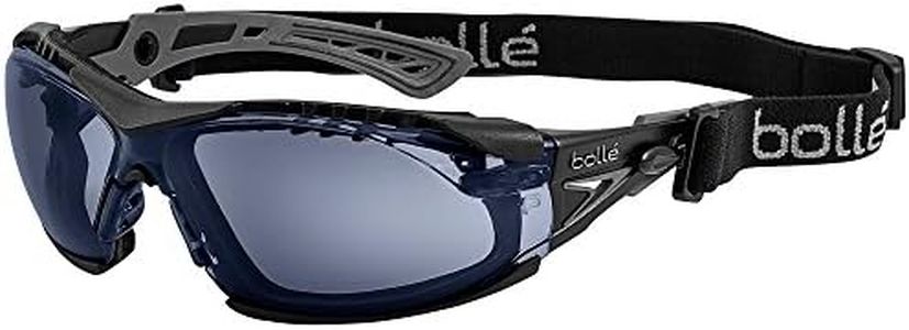 Bolle Safety Rush+ Safety Glasses Platinum® with Assembled Foam and Strap, Black & Grey Frame, Twilight Lenses