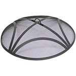 Sunnydaze Reinforced Steel Mesh Spark Screen - Outdoor Heavy-Duty Round Fire Screen with Ring Handle - Durable Black Metal Mesh Design - Patio Fire Pit Accessory - 24-Inch Diameter