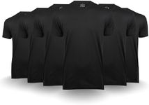 Fresh Clean Threads Black 6 Pack T-Shirts for Men - Soft and Fit Mens T-Shirt - Cotton Poly Blend - Pre Shrunk Premium Tee, Black, Small