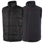 Lee Cooper LCVST702 Mens Work Safety Reversible Padded Bodywarmer Gilet Vest, Black/Grey, 2X-Large