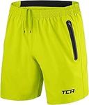 TCA Elite Tech Lightweight Mens Running Shorts Men Gym Shorts with Zip Pockets - Lime Punch, S