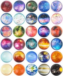 Ecoofor 30 Pack Galaxy Bouncy Balls 32 mm Space Themed Rubber Balls in 30 Styles Bulk Space Party Favors for Kids, Goodie Bag Fillers, Bag Stuffers, Space Toys for Boys and Girls