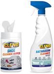 Cleno Shoe Cleaner Wet Wipes - 50 Wipes (Ready to Use) Bathroom Cleaner Spray, Cleans Floor/Hard-Water Stains/Tiles/Washbasin/Grease/Grime/Soap Scum/Chrome Fixtures, Eco-Friendly, 450 ml