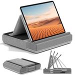 KDD Tablet Pillow Stand, Multi-Angle Viewing Ipad Holder for Lap, Bed and Desk, Foldable Soft Pad Dock with Stylus Mount Compatible with Ipad Pro 12.9, 10.5, 11, Air, Mini, Phones, Books, E-Reader