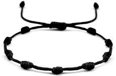 Black Beauty Nazar Dhaga With Knotted Beads Rosary Design Avoid Negetive Enegy Adjustable Black Thread Anklet For Evil Eye & Good Luck, Amulet for Success & Prosperity for Men, Women, Girls & Boys