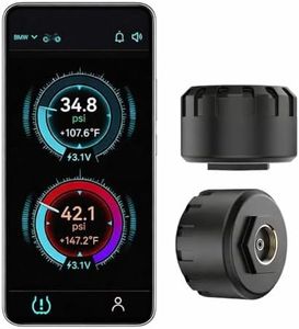 Hyphoon Motorcycle Tire Pressure Monitoring System, Bluetooth TPMS for Motorcycles – Real-Time Tire Pressure & Temperature Monitor with Dual External Valve-Stem Sensors, Waterproof Wireless TPMS