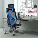 ROSE® Sydney High Back/Mid Back Ergonomic Office Chair Swivel Desk Chair Adjustable Executive Computer Chair with Headrest, Armrest, Lumbar Support BIFMA Certified (High Back (Blue Grey))