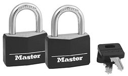 Master Lock 141T Weatherproof Black Covered Brass Padlock (2-Pack)