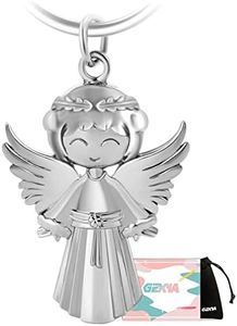GZXYA Llavero de ángel de la guarda, amuleto de la suerte, colgante con trébol para exámenes o coche, ideal como regalo para mujeres, novia, colegas (ángel, C-Silber, mm