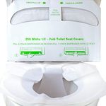 Biodegradable Half-Fold Toilet Seat Covers 500 Pk. Self-Flushing, Disposable Potty Papers Keep Toilets Clean and Family Healthy. Sanitary Paper Safety Covers for Commercial, Home, Travel and Kids Use