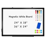 AMUSIGHT Double-Sided Magnetic Whiteboard, 36" x 24" Dry Erase Board Black Aluminum Frame for Wall, White Board Dry Erase Marker Board for Kitchen, Memo, School, Home, Office