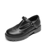 DREAM PAIRS Girls Mary Jane School Uniform Shoes T-Strap Chunky Platform Star Dress Shoes,Size 13 Little Kid,Black,SDFL2421K