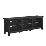 Walker Edison Furniture Company Minimal Farmhouse Wood Universal Stand for TV's up to 80" Flat Screen Living Room Storage Shelves Entertainment Center, Black, 70 Inch