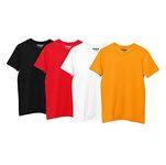 Hangout Hub Tshirt for Boys | Super Combed Cotton Kids T-shirt | Solid Plain Tees | Round Neck T Shirt | Half Sleeves | Breathable Fabric(Black White Red Yellow;2-4 Years) Pack Of 4