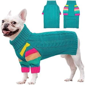 OUOBOB Dog Sweaters Medium, Sweaters Medium Dogs Christmas, Medium Dog Sweaters for Dogs Girls Boys, Turtleneck Pullover Pet Sweaters for Medium Dogs, Autumn Dog Sweater, Frenchie, Beagle, Poodles M