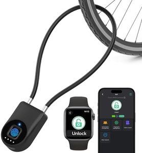 eLinkSmart Fingerprint Padlock, Fingerprint Cable Lock with Bluetooth APP Contral, 15'' Waterproof Keyless Smart Cable Lock Heavy Duty Anti Theft for Bike, Outdoor, Fridge, Gate, Fence, Black