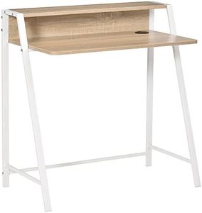 HOMCOM Escritorio Mesa de Ordenador 84x45x85 cm con Encimera de Madera y Patas de Metal Estilo Moderno para Oficina Estudio Dormitorio Carga 20 kg Roble