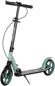 HOMCOM One-click Folding Kick Scooter for 14+ w/Adjustable Handlebar, Push Scooter with Kickstand, Dual Brake System, Shock Absorber, 200mm Wheels & ABEC-9 Bearings