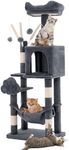 YITAHOME 44in Multi-Level Cat Tree for Indoor Kittens, Cat Furniture with Scratch Posts, Window Padded Plush Perch, Comfortable Hammock, and Interactive Pompoms, Dark Gray