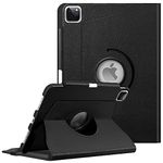 FINTIE Rotating Case Compatible with iPad Pro 11 inch (2022/2021/2020/2018, 4th/3rd/2nd/1st Generation) - 360 Degree Swiveling Stand Cover w/Pencil Holder, Auto Wake/Sleep, Black