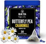 BLUE TEA - Butterfly Pea Flower Tea - Chamomile - 30 Count - Pyramid Plant Based Tea Bag | BLACK DEALS FRIDAY | SUPER ANTIOXIDANT | Caffeine Free - Flower Based - Calming Tea - Non-Bitter - Vegan - Non-GMO | Tin Packaging