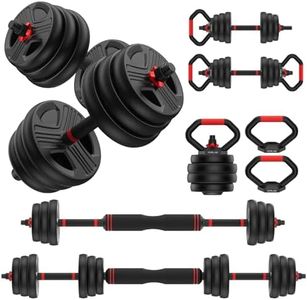 Adjustable Dumbbell Set, 35lbs Free Weights Set with Upgraded nut, 4 in 1 Weight Set Used as Kettlebells, Barbell, Push up Stand, Fitness Exercise for Home Gym Suitable Men/Women