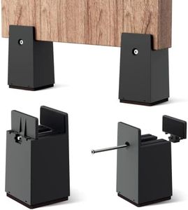 Bed Risers, 4 Inch Adjustable Desk Riser Blocks with Screw Clamp 4 Pack Heavy Duty Chair Raisers Fits 0-2" Widths of Furniture Risers Chair Leg Extenders for Sofa Table, Supports 20,000 Lbs,black