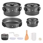 Hacer Camping Cookware Set Non-Stick Heat Resistant Outdoor Cooking Kit 4 Pot Bowl Pan Kits for Trekking Picnic Hiking Utensils