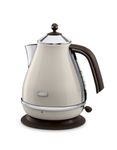 De'Longhi Vintage Icona KBOV3001BG Kettle - Pastel Cream and mahogany finish (color may vary slightly due to photographic effects), Creme