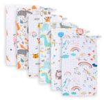Luchild 6 Muslin Cloths For Baby, Burp Cloths For Newborn (25 X 50 Cm) - 100% Cotton - Extra Soft & Absorbent & Breathable Baby Essentials For Newborn For Boys & Girls With Printed Design