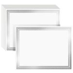 Award Certificates - 50 Blank Plain Paper Sheets - White with Silver Foil Metallic Border Computer Paper - Laser & Inkjet Printer Compatible - Specialty Award Paper, 11 x 8.5 Inches