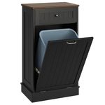 LOUVIXA Tilt Out Trash Bin Dog Proof Trash Can Holder Kitchen Island Without Garbage Bin or Tilt Out Laundry Hamper (White) (Black)