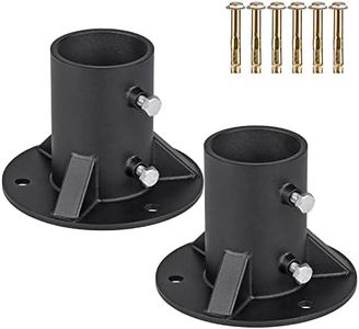 Insaga Chain Link Fence Pole Floor Flange, 2.5" Base Flange, Heavy Solid Fence Post Concrete Mount for Holding The Fence/Mailbox/Flag Round Post, Bolts/Side Screws are Included, 2Pieces