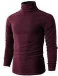 H2H Mens Basic Cashmere Knitted Turtleneck T-shirts WINE US XL/Asia 4XL (KMTTL028)