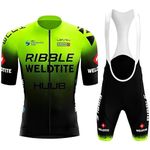 Mulfysports Men's Cycling Clothing Set,Bicycle Jersey and Padded Bike Shorts for Men MTB Road Riding with Pockets