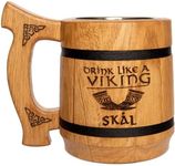 TESLYAR Viking Tankard - 0,6 L Handmade Oak Beer Mug for Men, Wooden Mug, Viking| Gifts for Men Who Have Everything - Beer Tankards Ideal for Birthday, Xmas, Father's Day | Beer Gifts for Men Birthday