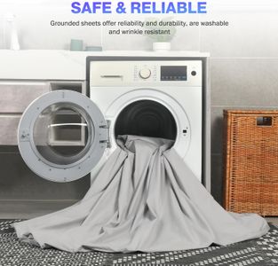 King Size Grounding Fitted Sheet – 10% Silver, Organic Cotton, Gray, 80x78x15”