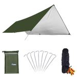 Azarxis Hammock Rain Fly Camping Tarp Canopy Tent Footprint Ground Sheet Picnic Mat, UV Protection and PU 2000mm Waterproof, Lightweight for Camping, Backpacking and Outdoor Adventure (Army Green, S)