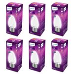 Philips 4-Watt 400-lumen Frosted Candle E27 Base (Cool White, Pack of 6) - Decorative, Ambience for Chandeliers, Wall lights, Desk lamps, Floor lamps