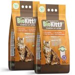 BioKitty Clumping Cat Litter, dust free, highly absorbent natural mineral bentonite cat litter, lavender scented long lasting odour control clumping cat litter, 2x8.5kg/20L 2 bags (lavender)